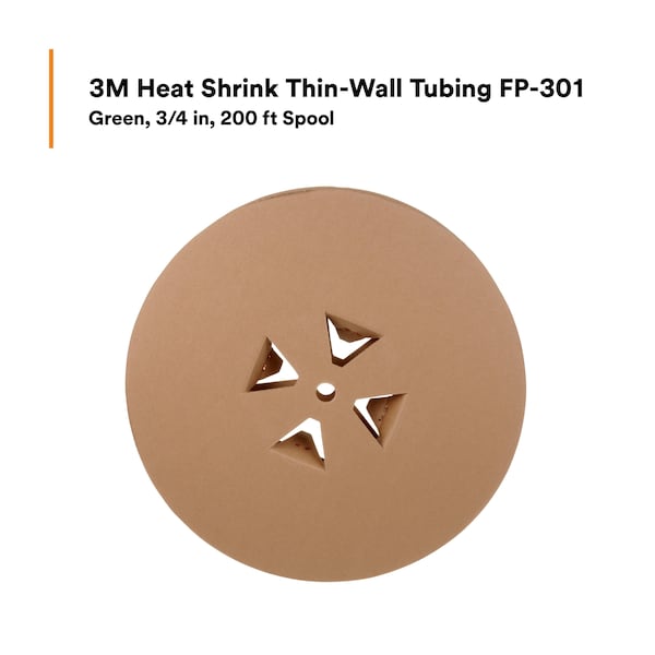 3M Shrink Tubing, 0.75in ID, Green, 200ft, PK3 - FP301-3/4-200'-GREEN-SPOOL