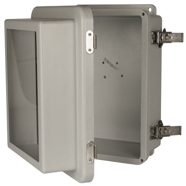 Wiegmann Fiberglass Electrical Enclosures, 12 in H, 6 in D, 10 in W, NEMA 4X, Hinged - HW-RHJ121006CHTLW