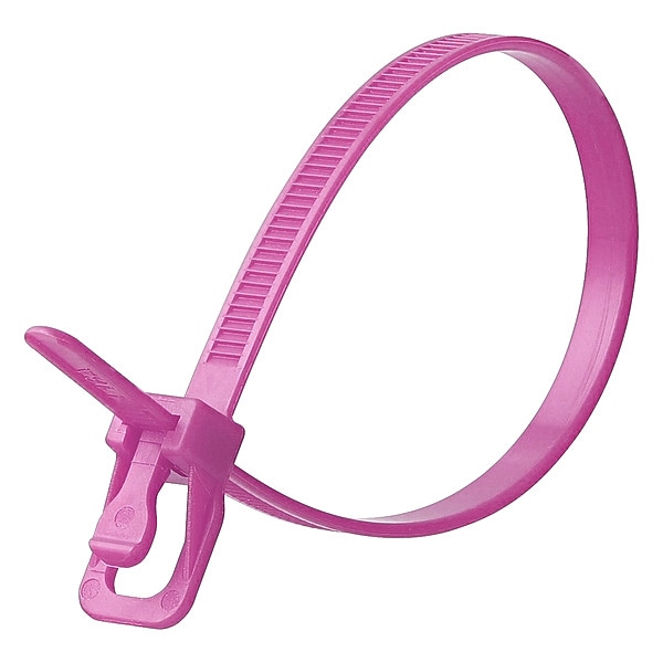 Retyz Releasable Tie, Purple, Nylon, PK100 - EVT-S06PR-TA