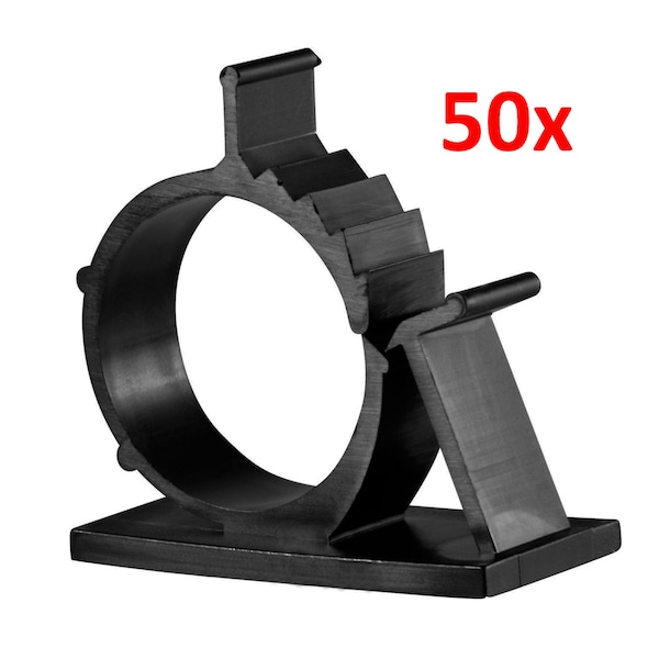 Electriduct Adhesive Backed Locking Clips- 1" x 50 Pieces- Black - CT-ED-LC-100-50