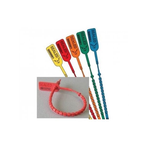 Kable Kontrol Tamper Evident Serialized Pull Tight Zip Tie Seals, 8'' Long, Red, 50PK - CTPT-9-50-RD