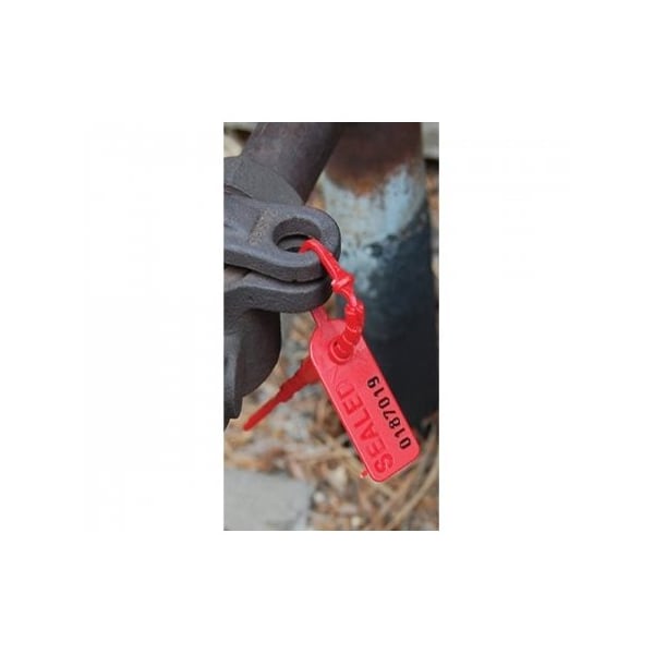 Kable Kontrol Tamper Evident Serialized Pull Tight Zip Tie Seals, 8'' Long, Red, 50PK - CTPT-9-50-RD