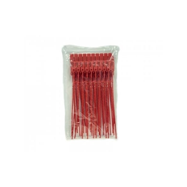 Kable Kontrol Tamper Evident Serialized Pull Tight Zip Tie Seals, 8'' Long, Red, 50PK - CTPT-9-50-RD