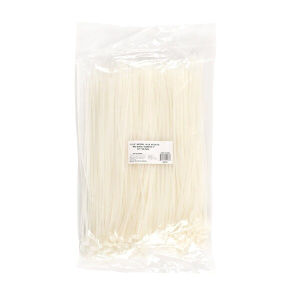 South Main Hardware 11-in 40-lb, Natural, 500 Nylon Tie - 200107