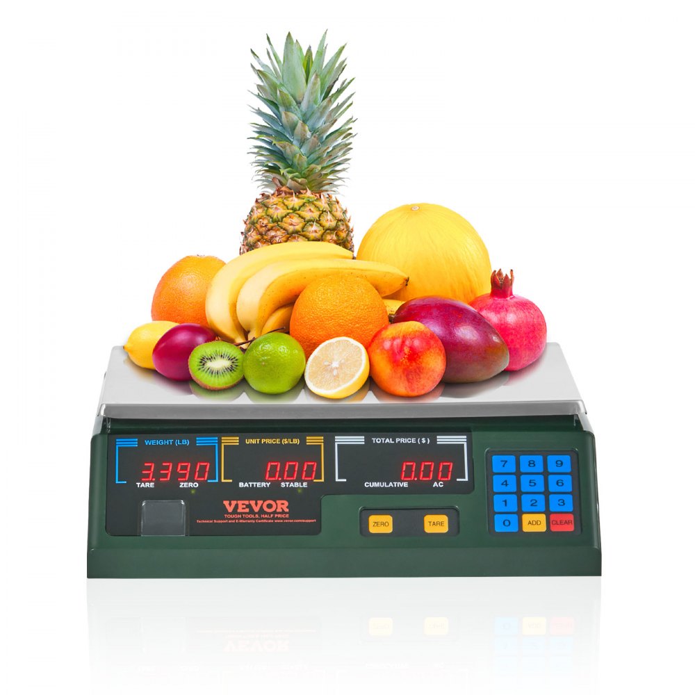 VEVOR Electronic Price Computing Scale, 66 LB Digital Deli Weight Scales, LED Digital Commercial Food Fruit Meat Produce Counting Weight, for Retail Outlet Store, Kitchen, Restaurant Market, Farmer - DZJJC66BCDCDEUZOVV1