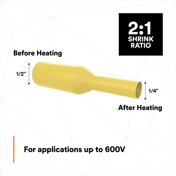 3M Shrink Tubing, 0.5in ID, Yellow, 200ft, PK3 - FP301-1/2-200'-YELLOW-SPOOL