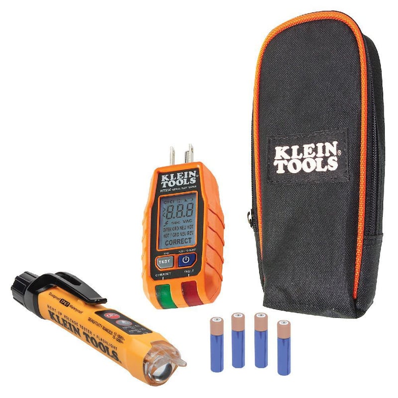 Kit de prueba eléctrica sin contacto de voltaje y receptáculo GFCI Premium de Klein Tools - RT250KIT