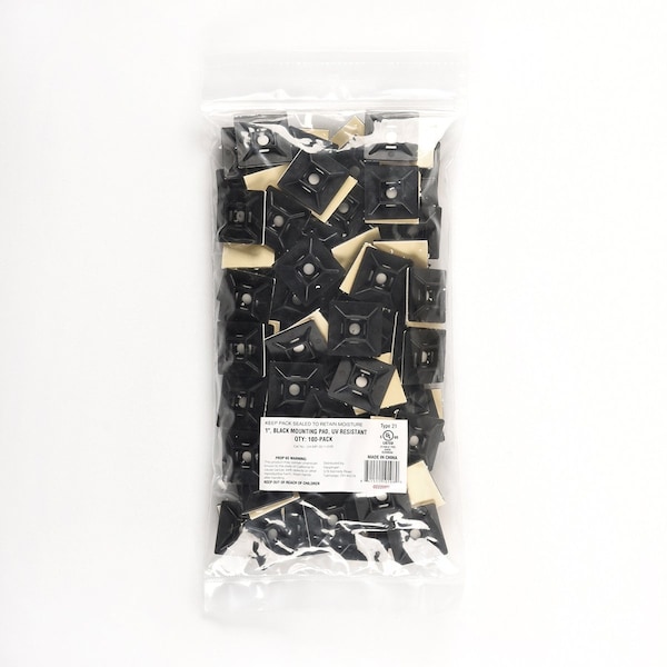 South Main Hardware 1-in  Mounting Pad N.A-lb, Black, 100 Speciality Tie - 222089