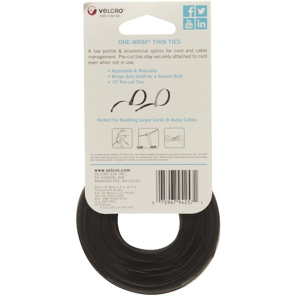 Velcro Brand FASTENER, 15"" STRAPS, AST - VEK94257