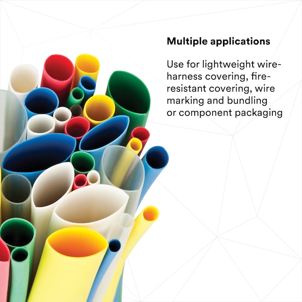 3M Shrink Tubing, 0.125in ID, Colors, 6in, PK28 - FP301-1/8-6"-ASSORTED-10-28 PC PKS
