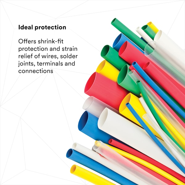 3M Shrink Tubing, 0.125in ID, Colors, 6in, PK28 - FP301-1/8-6"-ASSORTED-10-28 PC PKS