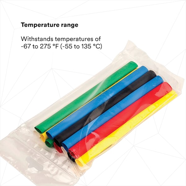 3M Shrink Tubing, 0.125in ID, Colors, 6in, PK28 - FP301-1/8-6"-ASSORTED-10-28 PC PKS
