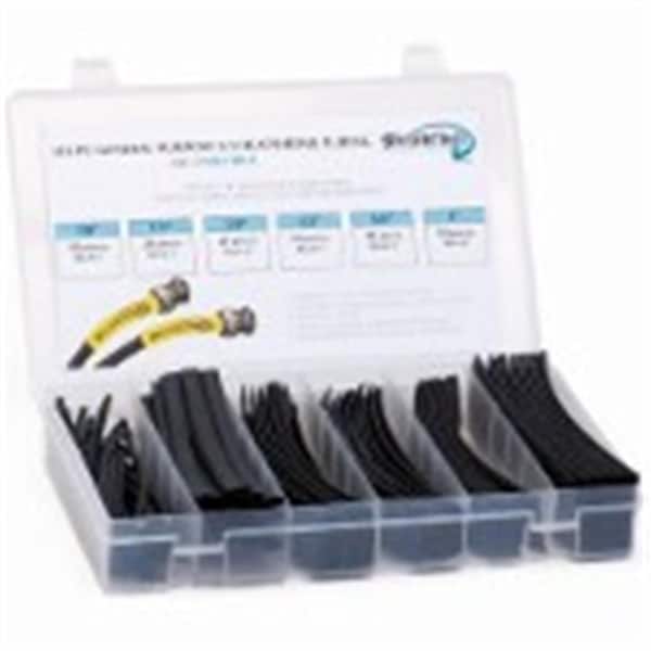 Techflex 6 in. Shrinkflex Heat Shrink Tubing Kit, 2 - 1 Shrink, Black, 110PK - HSK2-BK-K