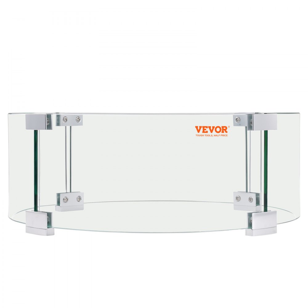 VEVOR Fire Pit Wind Guard, 17 x 6.7 inch Round Glass Flame Shield, 0.24-Inch Thick Fire Table Accessory, Clear Tempered Glass Flame Guard for Propane, Gas, Outdoor, Patio, Backyard - HKFFZGHBLYX8HNCONV0