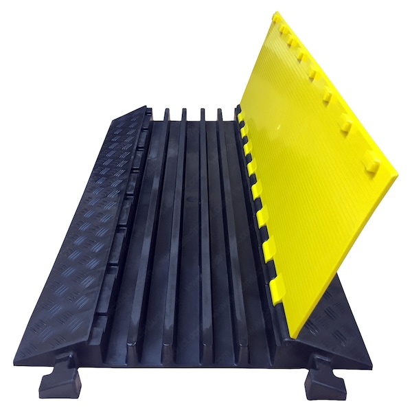 Electriduct Left Turn for The Falcon 5 Channel Cable Protector- Yellow/Black - CP-FALCON-515-LT-Y/B