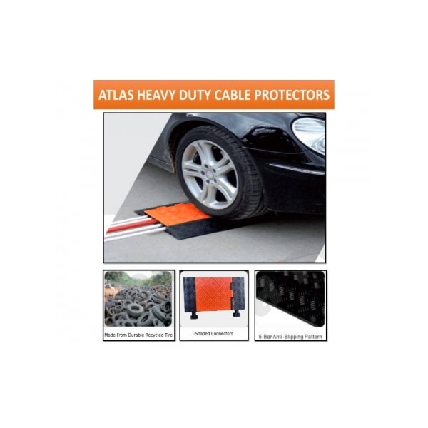 Kable Kontrol ATLAS Extra Heavy Duty Cable Protector Ramp-5 Channels-Durable Polyurethane Construction-Orange Lid - CP9984-OR