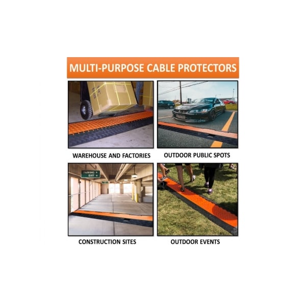 Kable Kontrol ATLAS Extra Heavy Duty Cable Protector Ramp-5 Channels-Durable Polyurethane Construction-Orange Lid - CP9984-OR