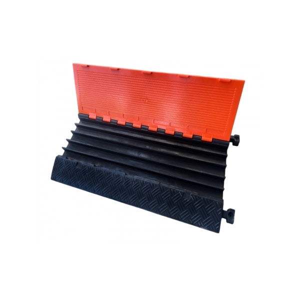 Kable Kontrol ATLAS Extra Heavy Duty Cable Protector Ramp-5 Channels-Durable Polyurethane Construction-Orange Lid - CP9984-OR