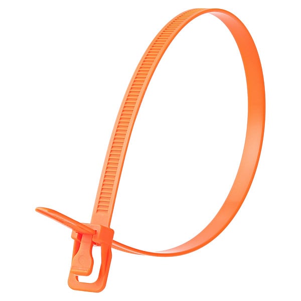 Retyz Releasable Tie, Fluor. Orange, Nylon, PK10 - PRT-S32FO-DA