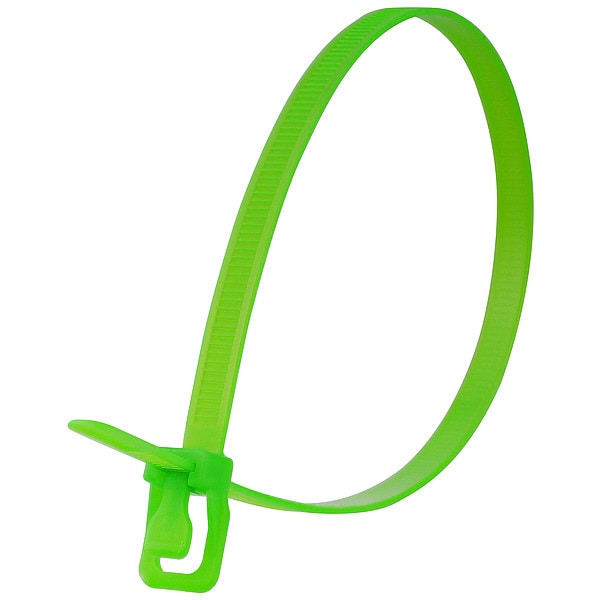 Retyz Releasable Tie, Fluor. Green, Nylon, PK10 - PRT-S32FG-DA