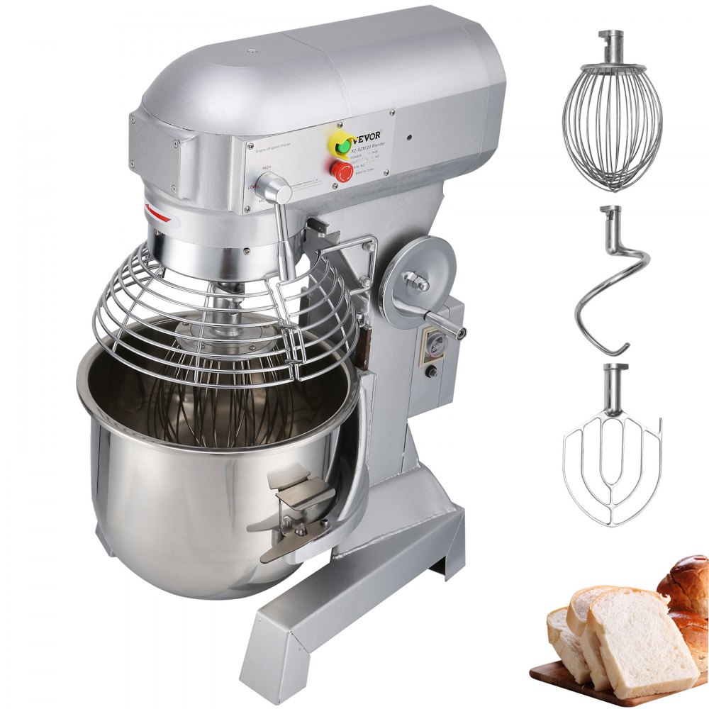 VEVOR Commercial Food Mixer 30Qt 1100W 3 Speeds Adjustable 105/180/408 RPM Heavy Duty 110V with Stainless Steel Bowl Dough Hooks Whisk Beater for Schools Bakeries Restaurants Pizzerias - DDJBJ30LB30B00001V1