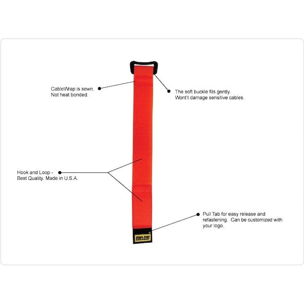 Rip-Tie Reusable Strap, Blue, 1"x14", PK100 - HB-14-100-BU