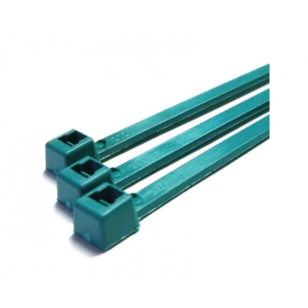 Act FDA Compliant Metal Detectable Zip Ties - 14" Long - 50 Lbs Tensile Strength - 100 pc Pack - Teal - CTMD1400-50
