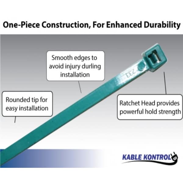 Act FDA Compliant Metal Detectable Zip Ties - 14" Long - 50 Lbs Tensile Strength - 100 pc Pack - Teal - CTMD1400-50