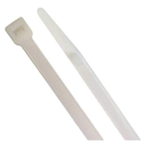 Power First Heavy Duty Cable Tie, 7-1/2 in L, 0.30 in W, Nylon 6/6, Natural, Indoor Use, 100 Pack - 36J161
