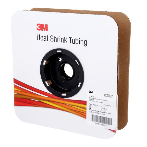 3M Shrink Tubing, 0.187in ID, Clear, 100ft - FP301-3/16-100'-CLEAR-SPOOL