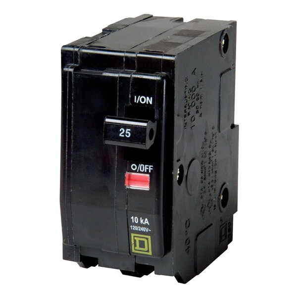 Square D Miniature Circuit Breaker, QO Series, 25A, 2 Pole, 120/240V AC, 10kA at 120/240V AC - QO225CP