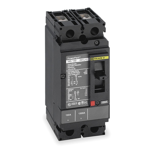 Square D Molded Case Circuit Breaker, HGL Series, 40A, 2 Pole, 600V AC, 65kA at 240V AC - HGL26040