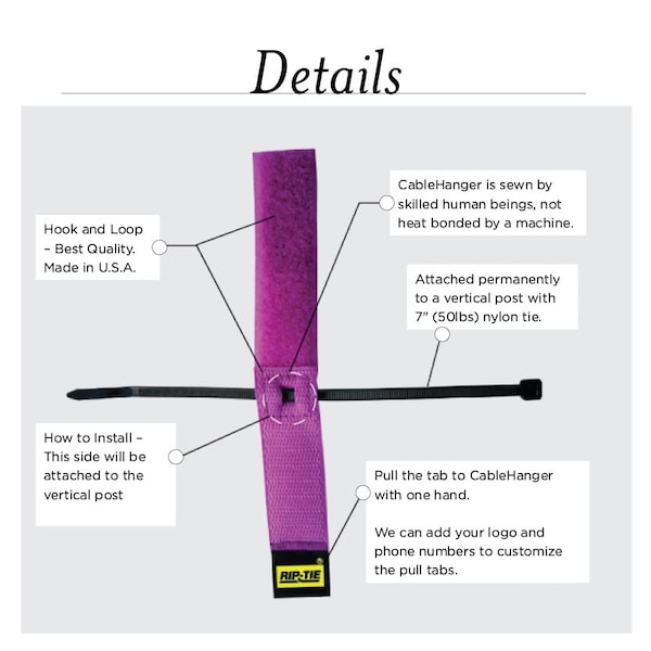 Rip-Tie Heavy Duty Strap, Violet, 1"x3", PK100 - S-03-100-V