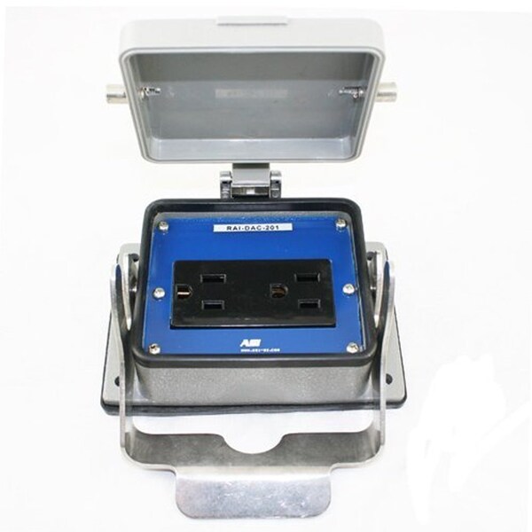 Automation Systems Interconnect Panel Interface Connector With A Dual 120V Receptacle, Aluminum Housing, Locking Cover - RAI-DAC-201