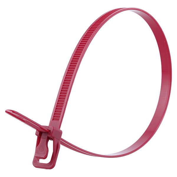 Retyz Releasable Tie, Maroon, Nylon, PK100 - WKT-S14MR-TA