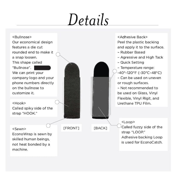 Rip-Tie Strap, Adhesive Back, Black, 1x3", PK20 - B-H3-E20-BK