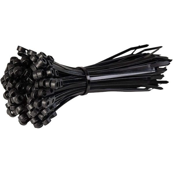 Us Cable Ties Cable Tie, 15 in., Screw Mount, UV Black Nylon, 100PK - SMH15B100