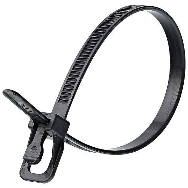 Retyz Releasable Tie, UV Black, Nylon, PK100 - EVT-V12BK-TA