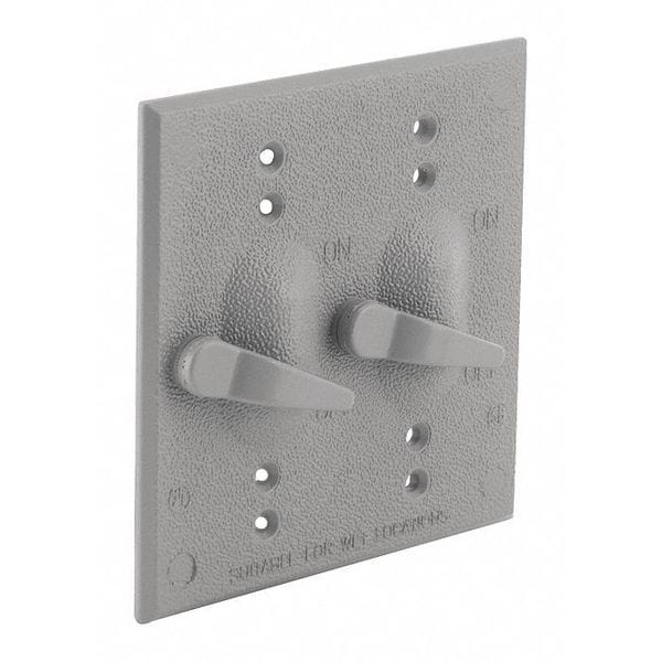 Bell Outdoor Electrical Box Cover, Double Gang Box Type, 2 Gangs, Square, Aluminum, Toggle Switch Cover - 5125-0