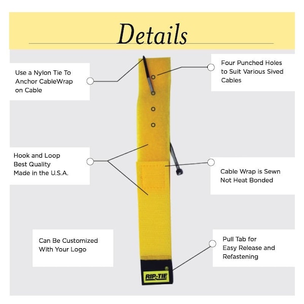 Rip-Tie Reusable Strap, Brown, 1"x9", PK100 - HH-09-100-BN