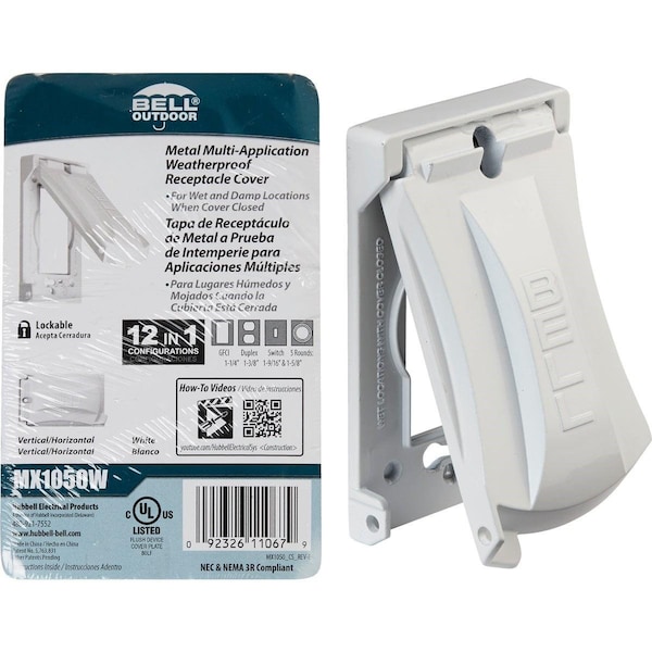 Bell Electrical Box Cover, 1 Gang, Aluminum, Flip/Snap Cover - MX1050W
