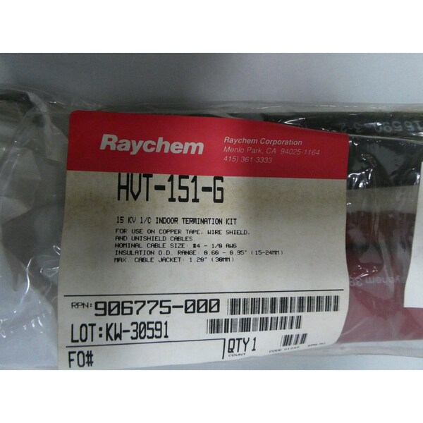 Raychem #4-1/0 AWG CABLE 1/C INDOOR TERMINATION KIT 15KV-AC WIRE SPLICE KIT & HEAT SHRINK TUBING, 3PK - HVT-151-G
