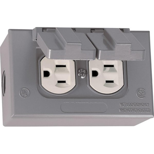 Sigma Electrical Box Cover, 1 Gang, Rectangular, Metal Die-Cast, Duplex Receptacle Cover - 3424512