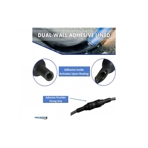 Kable Kontrol Adhesive Lined Heat Shrink Tubing - 3:1 Ratio - 1 Inside Diameter - 50 Long - Black - HSDW-31-1.00-50-BK