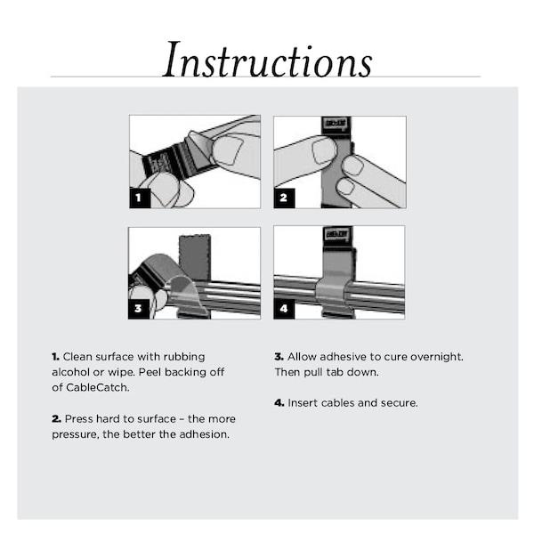 Rip-Tie Strap, Adhesive Back, Black, PK50, 1x2" - C-02-050-BK