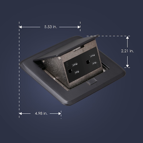 Newhouse Electric Electrical Box, 43 cu. in., Pop-Up Floor Box Type, 1, Metal, Square Shape - 7400BK