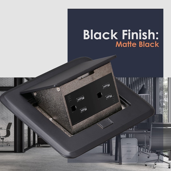Newhouse Electric Electrical Box, 43 cu. in., Pop-Up Floor Box Type, 1, Metal, Square Shape - 7400BK