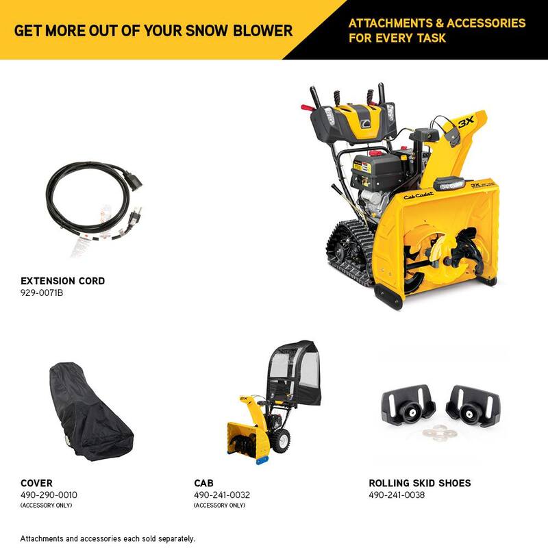 Cub Cadet 3X 26 in. 357cc Track Drive Three-Stage Electric Start Gas Snow Blower with Steel Chute Power Steering Heated Grips - 3X 26 TRAC w/LED Light Bar