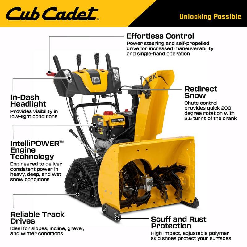 Cub Cadet 2X 26 in. 243cc IntelliPower Track Drive Two-Stage Electric Start Gas Snow Blower with Power Steering and Steel Chute - 2X 26 TRAC IP