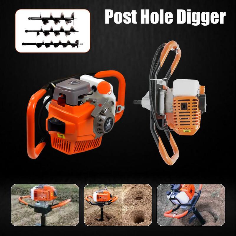 YIYIBYUS 52 cc Gasoline Engine Single-Cylinder 2-Stroke Post Hole Digger with 4 in./6 in./8 in. Bits - OT-C001-090+91